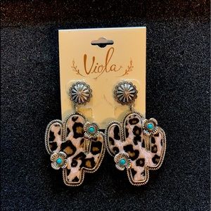 Cactus Leopard Earrings